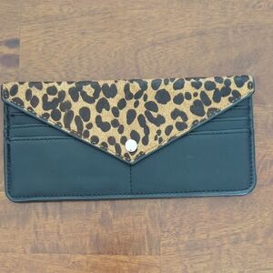 Leopard Print and Black Women's Clutch